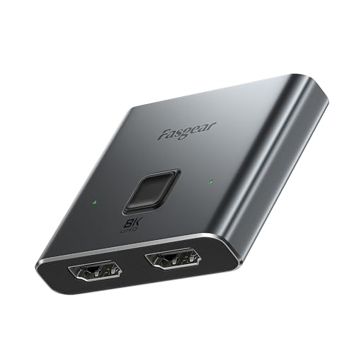 Fasgear HDMI 2.1 Splitter Switch Directional 2 in 1 Out | 8K@60Hz/4K@120Hz, For TV X-Box PS5 Gaming Consoles, Roku Fire Stick, Projectors Monitors Laptops