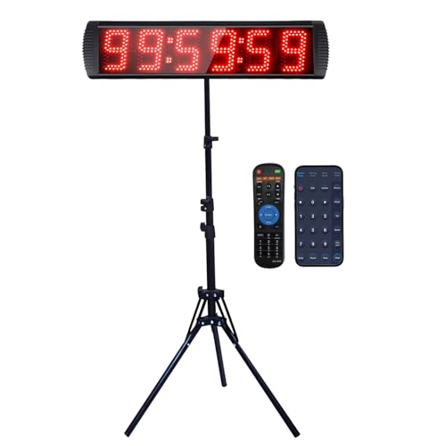 Portable 5'' High 6 Digits LED Race Clock with Tripod for Running Events, Countdown/up Digital Race Timer, 12/24-Hour Clock,LED Stopwatch by Remote Control - style: Remote&APP Control+Tripod