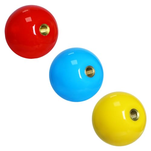 Gallipower 3Pcs Joystick Head,Arcade Joystick Ball Top Handle Rocker Round Head,Arcade Kit DIY Replacement Parts(Blue,Red,Yellow) - color: style 3