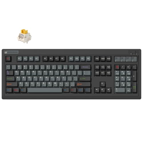 FL·ESPORTS OG104 Retro Tri-Mode Mechanical Keyboard, Full-Size Gasket Mount Hot Swappable Gaming Keyboard, PBT Keycaps, 4000mAh for Mac/PC - Pre-lubed Creamy Linear Switches | Black - color: 104 Keys-Black, size: Creamy Linear Switch