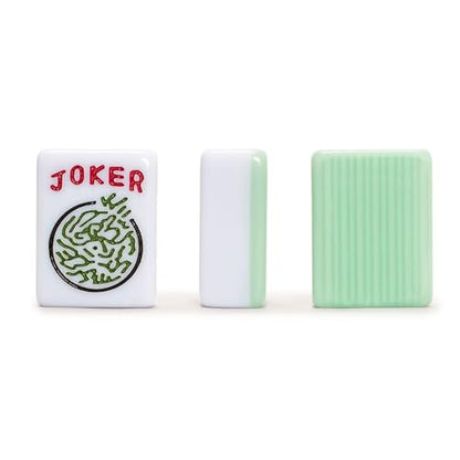 YMI "Jade Horizon" American Mahjong 166 Medium Melamine Tiles-Only Set | 166 engraved white melamine tiles with striped backs. Refined tiles-only set for American Mahjong players who own accessories - color: Jade