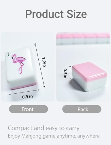 Mahjong Tile Set 160 Acrylic Engraved American Mahjong Game Sets | Pink Blossom Series 1.2” Mah Jongg Tiles with 6 Dice PU Bag Accessories Gifts for Majong Players Beginners - color: Pink Floral