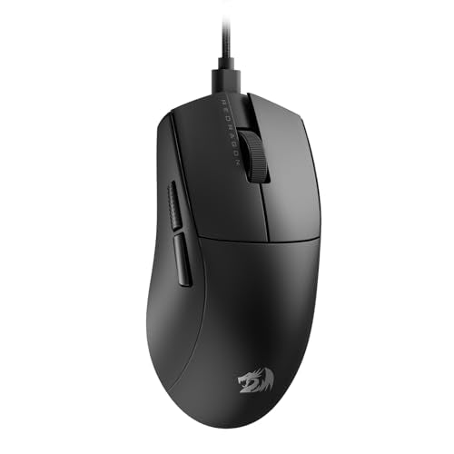 Redragon M724 Wired Gaming Mouse, 42G Ultra-Light 12,400 Max DPI Optical Gaming Mouse with 5 Programmable Buttons, Ergonomic Natural Grip Build, Software Supports DIY Keybinds & DPI, Black - color: Black-Wired, style: 1K Hz