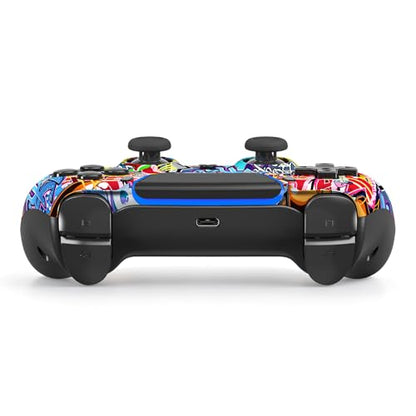 Hiyuky Wireless Controller Compatible with PS5/Slim/Pro/PC with Dual Vibration/6-Axis Gyro/3.5mm Audio Jack/1560mAh Battery/Touchpad/Microphone/Mute Button - color: Graffiti