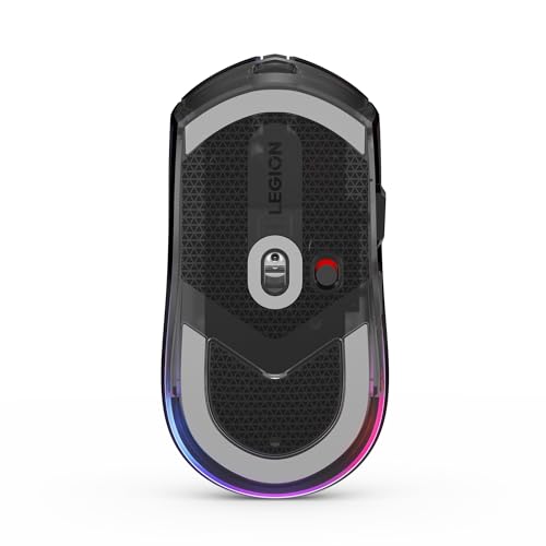 Lenovo Legion M410 Wireless RGB Gaming Mouse – 6 Button Palm Grip Mouse with 16,000 DPI, 53 Hour Rechargeable Battery, 2-Zone RGB Lighting, NVIDIA Reflex Compatible - color: Translucent, size: Medium | Right Handed, style: M410