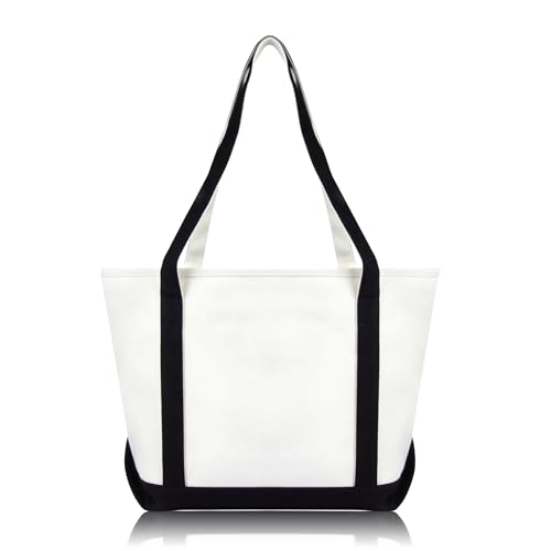 DALIX Daily Shoulder Tote Bag Premium Cotton in Black - color: Black