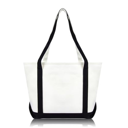 DALIX Daily Shoulder Tote Bag Premium Cotton in Black - color: Black