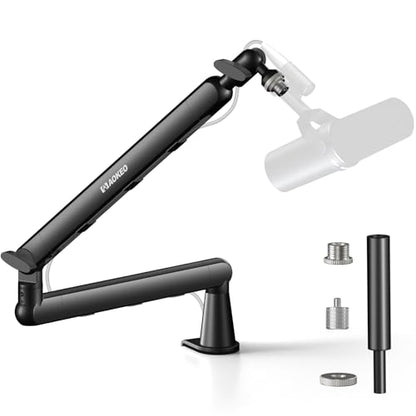 Microphone Arm,Aokeo AK-55 Desk Low Profile Adjustable Mic Boom Arm Stand,Suitable For Blue Yeti,Snowball iCE, HyperX QuadCast,SoloCast,Elgato Wave,Etc - color: Black
