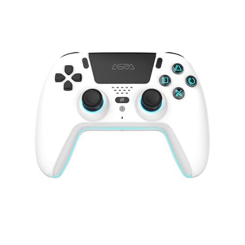 ASRVA White Wireless Pro Controller for PS5, Hall Effect Joystick No Drift, 2 Back Paddles, Macro, Gyro, 1000mAh, RGB, Compatible with PS5/Pro/Slim/PC/iOS/Android - color: White
