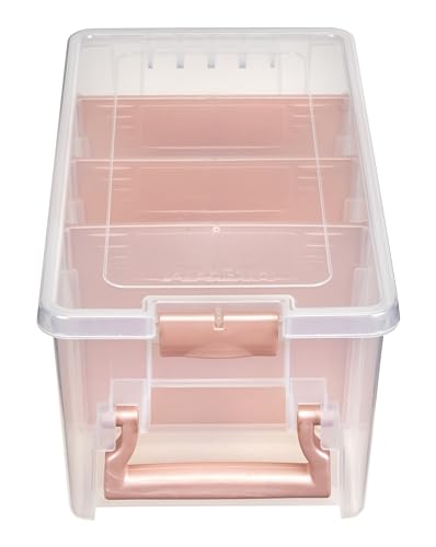 ArtBin Semi Satchel 휴대용 공예 정리함, 칸막이 3개 포함 - 미술 및 공예 용품을 위한 투명 플라스틱 보관 케이스 (4팩) - color: 로즈 골드., size: Pack of 4