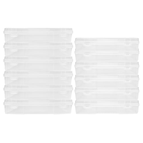 Plastic Scrapbook Paper Storage Cases, Portable Board Game Storage Cases, Hobby Art Craft Box, Acid-Free Rounded Corner Containers (12"x12" 11"x10" Thick Clear 12Pcs)