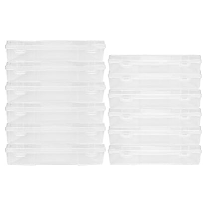 Plastic Scrapbook Paper Storage Cases, Portable Board Game Storage Cases, Hobby Art Craft Box, Acid-Free Rounded Corner Containers (12"x12" 11"x10" Thick Clear 12Pcs)