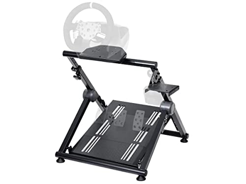 Monoprice GT Foldable Racing Wheel Stand - With Gear Shifter Mount, Compatible With Most Wheels, Gear Shifters, And Pedals - Dark Matter