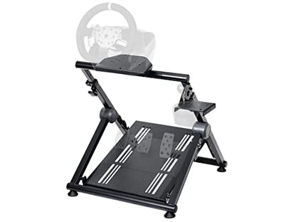 Monoprice GT Foldable Racing Wheel Stand - With Gear Shifter Mount, Compatible With Most Wheels, Gear Shifters, And Pedals - Dark Matter