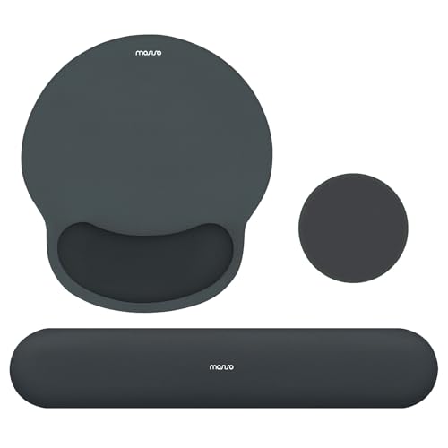 MOSISO Wrist Rest Support for Mouse Pad&Keyboard Set, Slate Gray | Circle Curved Ergonomic Mousepad Non-Slip Base Home/Office Pain Relief&Easy Typing Pad with Soft Cloth&Silicone Lining - color: Slate Gray