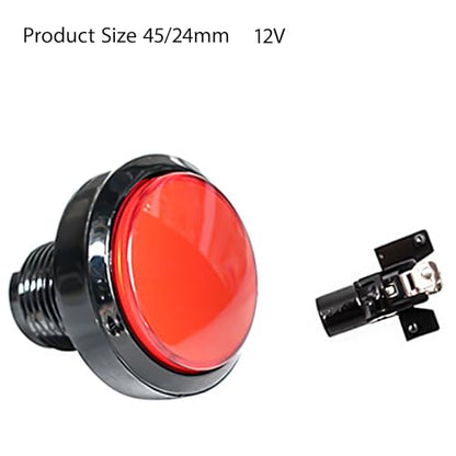 푸시 버튼 마이크로 스위치 46mm 원형 DC 12V LED 조명 아케이드 비디오 게임용 2개 레드 - color: 레드