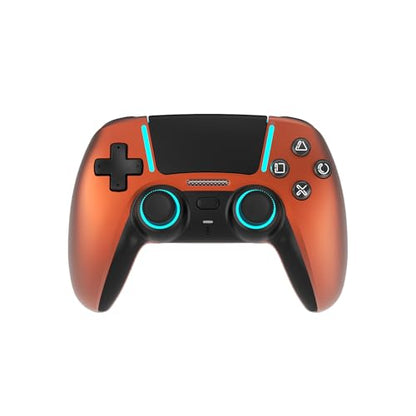 ASRVA Chrome Orange Wireless Pro Controller for PS5 with 4 Paddles, Hall Effect (Anti-Drift) Joystick, Micro-Switch ABXY, 6-Axis Gyro, Macro, 1000mAh, RGB Lighting - Compatible with PS5 Pro/Slim/PC - color: Chrome Orange