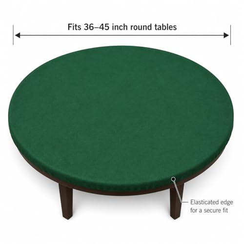Katai Poker Table Cover - Green Felt Casino Style for Game Night, Poker, Mahjong, Board Games, Round Table Top, 36-45 Inch, Noise Reducing, Slip Prevention, Smooth Fabric, Includes 6 Cork Coasters