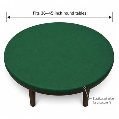 Katai Poker Table Cover - Green Felt Casino Style for Game Night, Poker, Mahjong, Board Games, Round Table Top, 36-45 Inch, Noise Reducing, Slip Prevention, Smooth Fabric, Includes 6 Cork Coasters