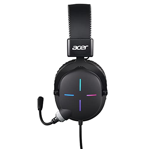 Acer Nitro Gaming Headset II: 50mm Drivers | Retractable Omni-Directional Noise-Canceling Microphone with On-Cable Controls | Over-Ear Design with RGB Lights, (Pack of 1) | 50mm drivers, retractable omni-directional noise canceling microphone, over-ear co