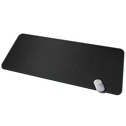 CENNBIE Leather Desk mat Protecter 47.2X19.6in Super Large(Black) | Premium stitched edges resist wear. Easy to clean. Protects desk from spills, stains ,scratches. Smooth glide. Office & home. - color: Black, size: 19.6" x 47.2"