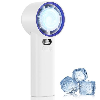HandFan 5200mAh Portable Handheld Turbo Fan, 13000RPM Powerful Cooling Ice Fan, Mini Hand Fan Rechargeable, 100 Speeds Adjustable, Digital Display, Pocket Fans for Travel Beach Outdoors(White) - color: White