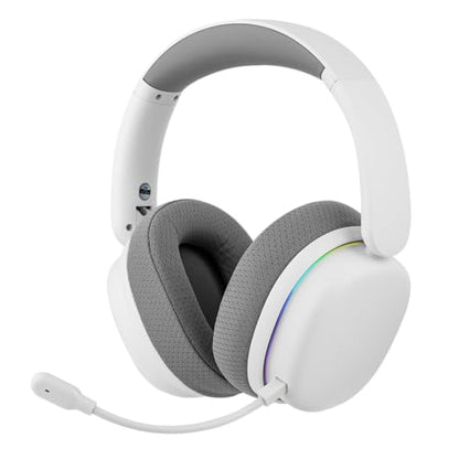 EPOMAKER X Aula G7 Pro Wireless Gaming Headset, Dual Mode BT5.3 & 2.4GHz | 7.1 Surround Sound, 80+ Hour Battery, RGB Light, with Noise Canceling Mic for PS5, PS4, Switch, PC (White) - color: White