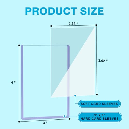 35pt Hard and Soft Trading Card Sleeves, 600 Total (300 Each) | 3"×4" rigid open-top holders paired with soft sleeves, fits baseball, sports and TCG cards for daily card storage and display - size: 35PT 300 Hard & 300 Soft Sleeves