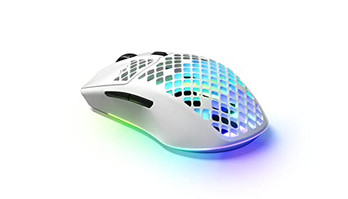 SteelSeries Aerox 3 Wireless - Holey RGB Gaming Mouse - Ultra-lightweight Water Resistant Design - 18K DPI TrueMove Air Optical Sensor -Snow - color: Snow, style: Gen 1