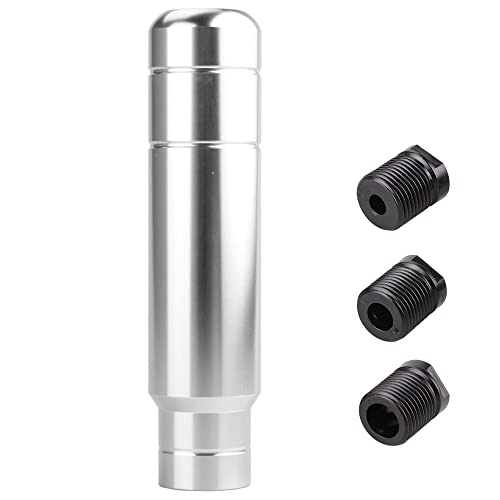 BARTOO Aluminum Weighted Manual Shift knobs, Long Stick Shift Knob Gear Shifter Knobs, Car Accessories Lever Cover Head Universal Shifter Knobs with 3 Threaded Adapters (Silver) - color: Silver