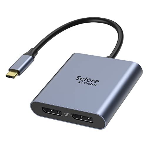 USB-C to Dual 4K DisplayPort Splitter Adapter, USB-C to DisplayPort | Dual Monitor Converter 4K@60Hz, USB-C DisplayPort Hub Compatible for Dell XPS 13/15, Lenovo Yoga, Samsung, Chromebook, HP