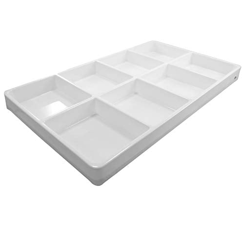 Heavy Duty Beach-Stone White Plastic 8 Compartment Tray - for Storage/Organization/Display/Sales/Stacking/Sorting