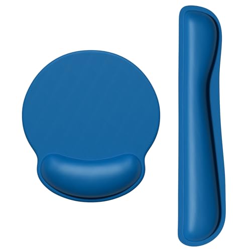Dapesuom Keyboard Wrist Rest and Mouse Pad with Wrist Support, Memory Foam Cushion for Keyboard and Mouse Set, Ergonomic Desktop Pad Rests with Non Slip Base for Easy Typing & Pain Relief, Dark Blue - color: A-dark Blue
