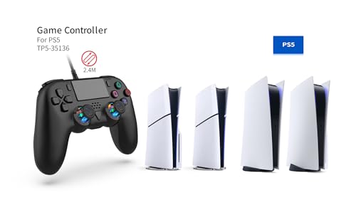 GAMFAMI Wired Controller Compatible with PS5/PS5 Pro/PS5 Slim/PC - Wired Controller with Built-in Advanced Back Buttons Programming/Turbo,with Thumbsticks | 2 High-Rise, 2 Mid-Rise (Black) - color: Black