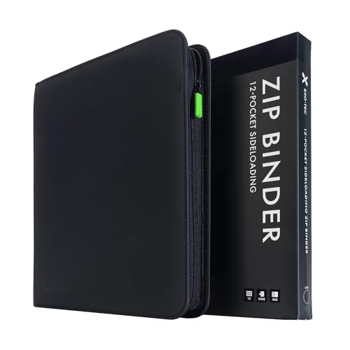 Vault X 12 Pocket Zip Trading Card Binder 480 Cards Exo-Tec (Black) | Holds 480 standard-size TCG cards in 20 side-loading 12-pocket pages. Padded, water-resistant Exo-Tec cover. - color: Black, size: 12 Pocket