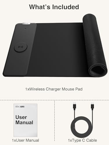 Magnetic Wireless Charging Mouse Pad, 31.5"x11.8" Large Desk Mat | Waterproof Mousepad, Smooth Glide, Stitched Edge, Non-Slip Rubber Base, Desk Pad Computer Keyboard Mat, No Adapter - color: Black-31.5"x11.8"-Mag