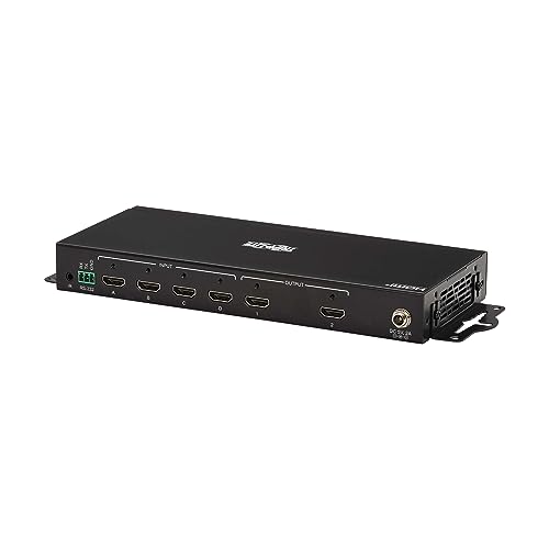 Tripp Lite HDMI Video Switch 4 Computers 2 Monitors, 4 Port 4K@60Hz Video Matrix Splitter, Single Push Button Switch, Headset Audio, TAA Compliant, 3-Year Warranty (B119-4X2-4K)