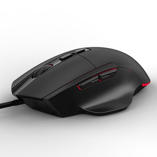 Tangxi Wired Gaming Mouse, Ergonomic Optical Mouse with 1200-7200 Adjustable DPI, 7 Macro Programmable Buttons, 4 Backlit Lights, 125-1000HZ Polling Rate, for Laptop PC