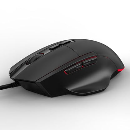 Tangxi Wired Gaming Mouse, Ergonomic Optical Mouse with 1200-7200 Adjustable DPI, 7 Macro Programmable Buttons, 4 Backlit Lights, 125-1000HZ Polling Rate, for Laptop PC