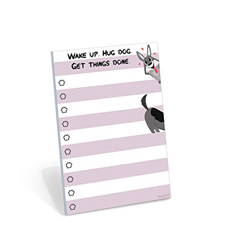 Dog Notepad Small to Do List Sticky Notes | Wake Up Hug Dog Get Things Done | Dog Lover Humor Add to Note Cards, Notebook Notepad | 50 Pages 4x6 by DAILY RITMO - size: Dog Hugs