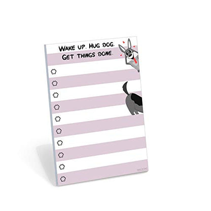 Dog Notepad Small to Do List Sticky Notes | Wake Up Hug Dog Get Things Done | Dog Lover Humor Add to Note Cards, Notebook Notepad | 50 Pages 4x6 by DAILY RITMO - size: Dog Hugs