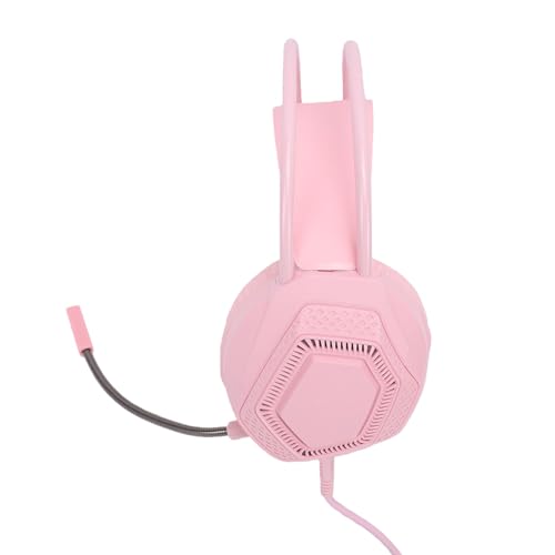 Wired Gaming Headset, 7.1 Surround Sound RGB Over Ear Headphones with Noise Cancelling Mic, 50mm Driver, Memory Foam Earpads for PC, Switch (Pink) - color: Pink