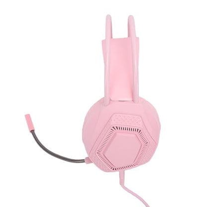 Wired Gaming Headset, 7.1 Surround Sound RGB Over Ear Headphones with Noise Cancelling Mic, 50mm Driver, Memory Foam Earpads for PC, Switch (Pink) - color: Pink