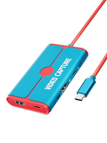 Lemorele USB‑C Video Capture Dock with HDMI Loop‑Out, 1080P@60Hz, 100W PD Charging, Plug and Play for Nintendo Switch/Steam Deck/Phones/Tablets, OBS Compatible