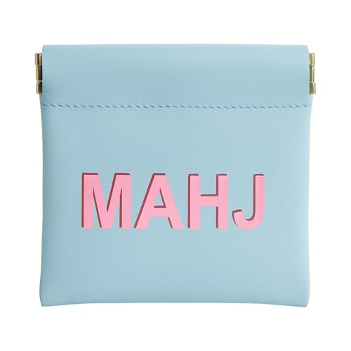 Mahjong Dice Bag Mini Tile Pouch,Solid,Light Blue | 3.8"x3.9" PU Leather Squeeze Closure, Compact Storage for Tiles Coins Travel, Ideal for Board Game Party Accessory - color: Light Blue