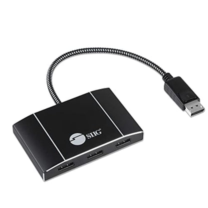SIIG 1x3 DisplayPort 1.4 MST Hub, Triple 4K, Not for macOS, CE-DP0P11-S1 | Expand one DisplayPort 1.4 source to three 4K displays with MST; designed for Windows systems and not compatible with macOS. - size: DisplayPort 1.4 to, style: 3x DisplayPort