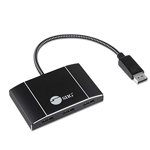 SIIG 1x3 DisplayPort 1.4 MST Hub, Triple 4K, Not for macOS, CE-DP0P11-S1 | Expand one DisplayPort 1.4 source to three 4K displays with MST; designed for Windows systems and not compatible with macOS. - size: DisplayPort 1.4 to, style: 3x DisplayPort
