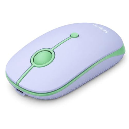 seenda MOU001 Bluetooth Wireless Mouse for Laptop,Slim Mice,Green&Purple | Rechargeable Computer mouse with USB and dual Bluetooth, 3-level DPI and quiet clicks for Windows, Macbook, iPad and Travel. - color: green&purple