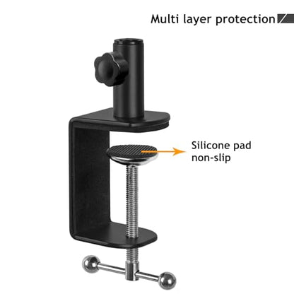 Metal Desk Clamp for Mic Stand, C-Mount Boom Arm Table Clamp, Side Knob Adjustment, Suitable for Desktops up to 2.24”/5.7cm Thick