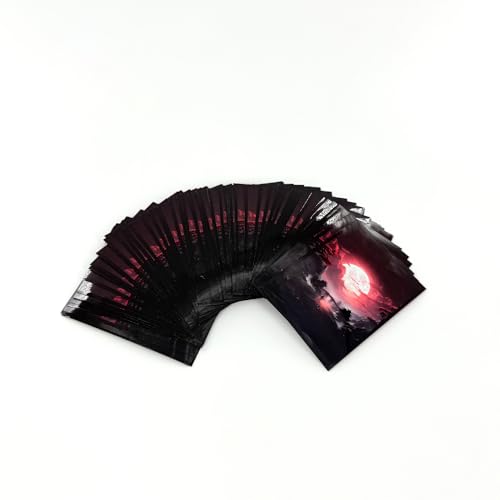 100 PCS MTG Card Sleeves, TCG Card Protective Sleeves Size is 2.6 x 3.6 in Applicable to OCG CCG DTCG PTCG, Fit Standard Size Cards (Red Moon) - color: Red Moon